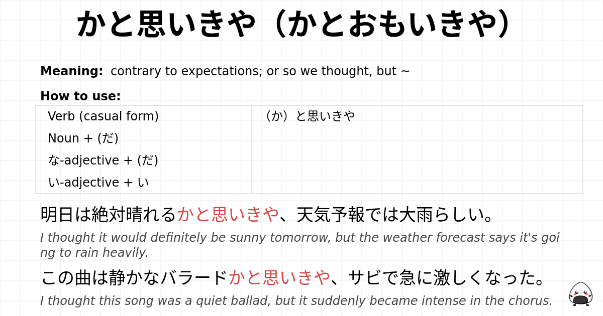 かと思いきや（かとおもいきや） flashcard