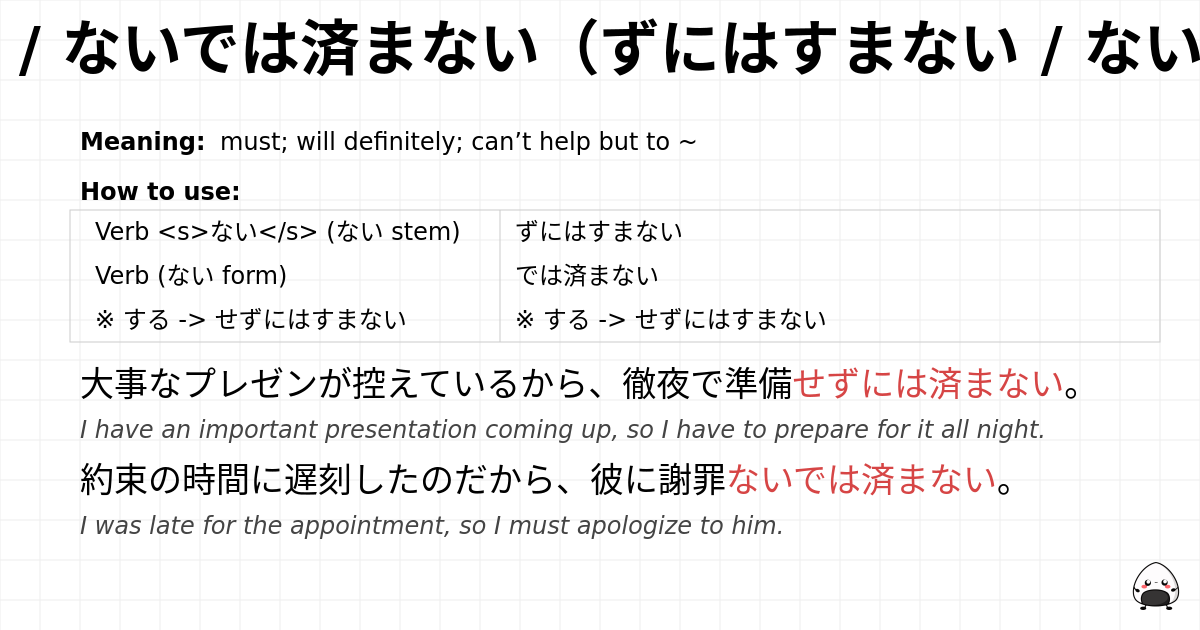 ずには済まない / ないでは済まない（ずにはすまない / ないではすまない） flashcard