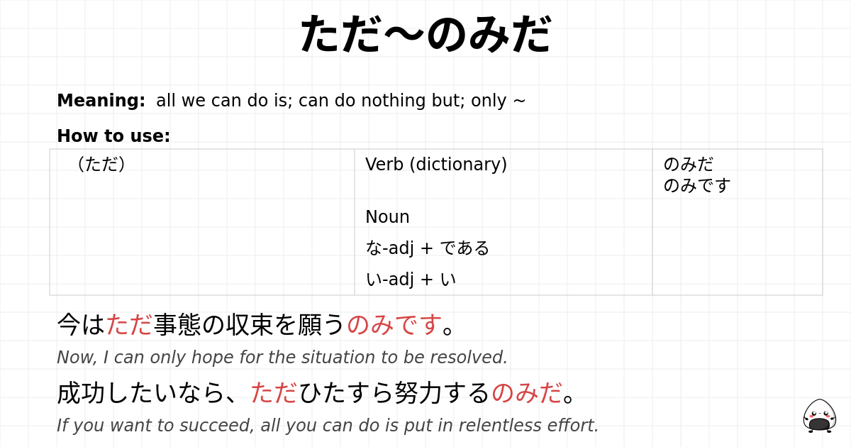 ただ～のみだ flashcard