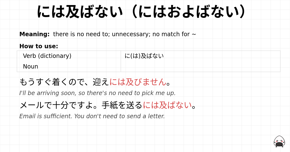 には及ばない（にはおよばない） flashcard