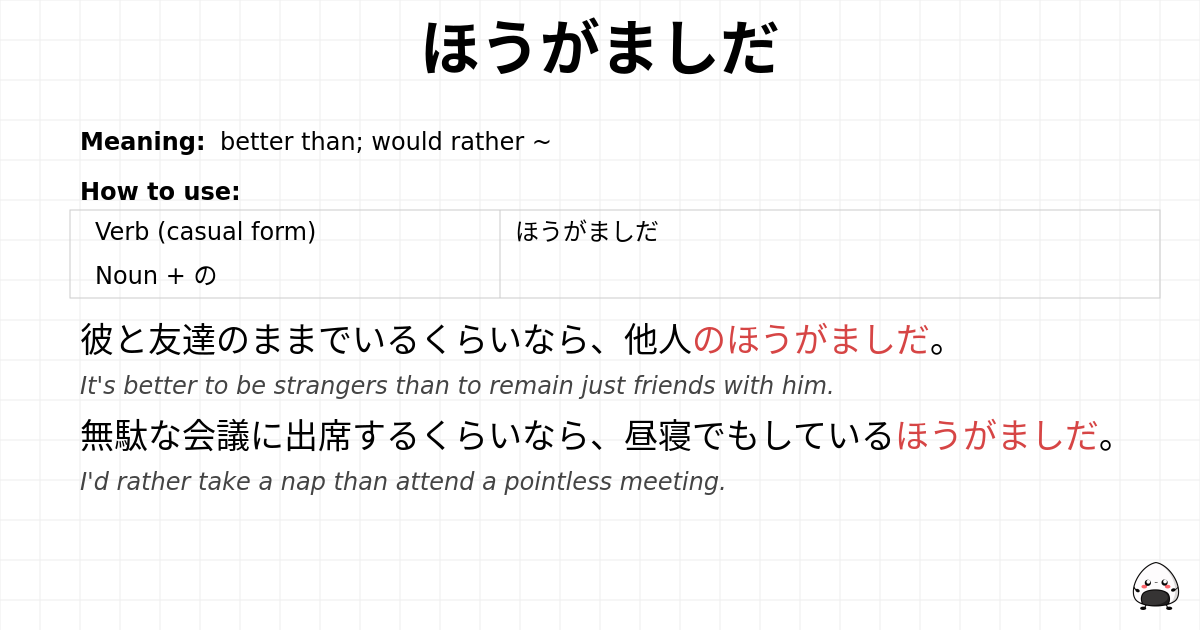 ほうがましだ flashcard
