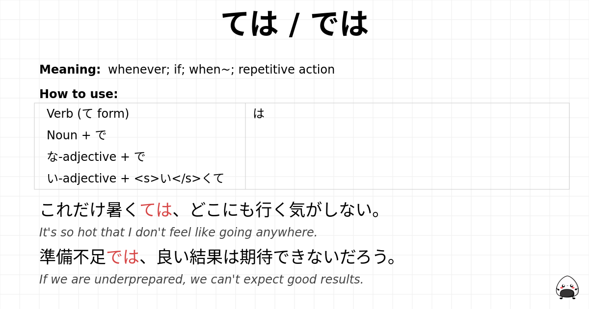 ては / では flashcard