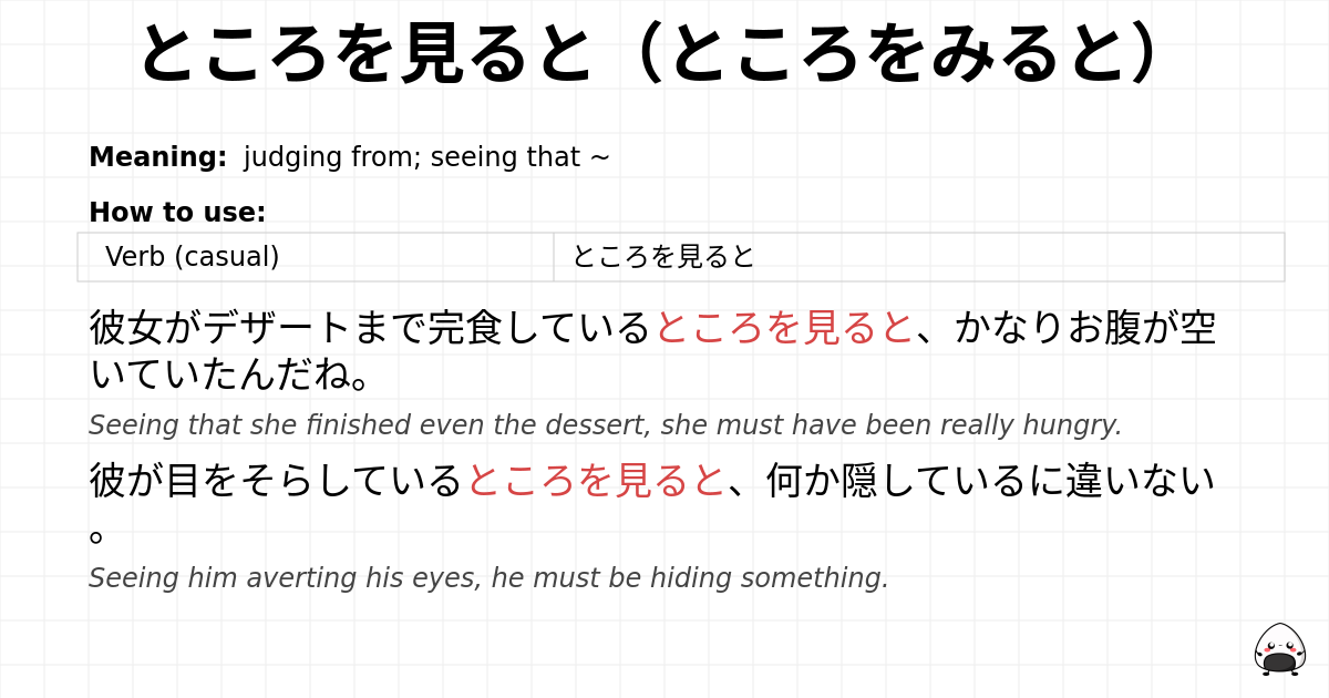 ところを見ると（ところをみると） flashcard