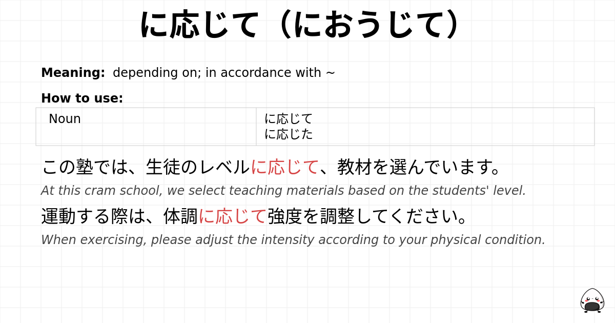 に応じて（におうじて） flashcard