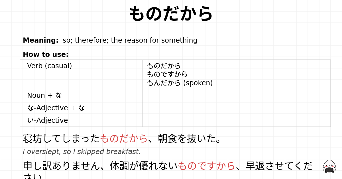 ものだから flashcard