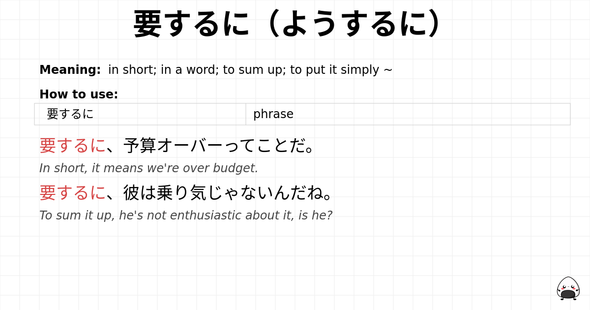 要するに（ようするに） flashcard