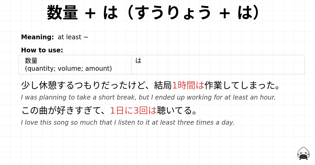 数量 + は（すうりょう + は） flashcard