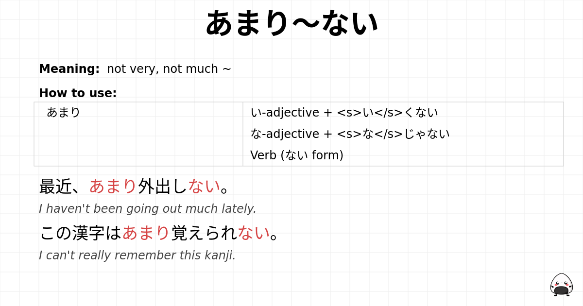 あまり～ない flashcard