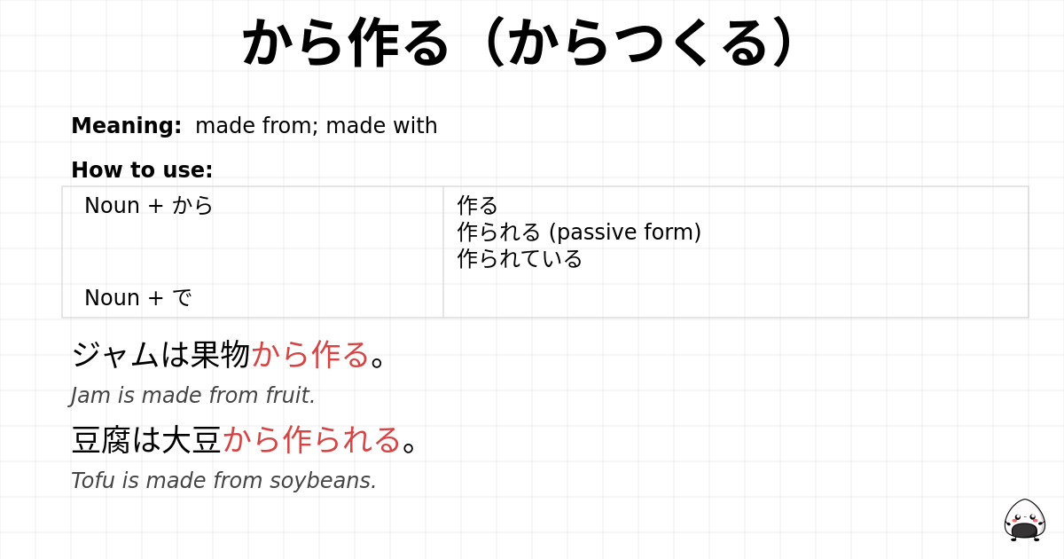 から作る（からつくる） flashcard